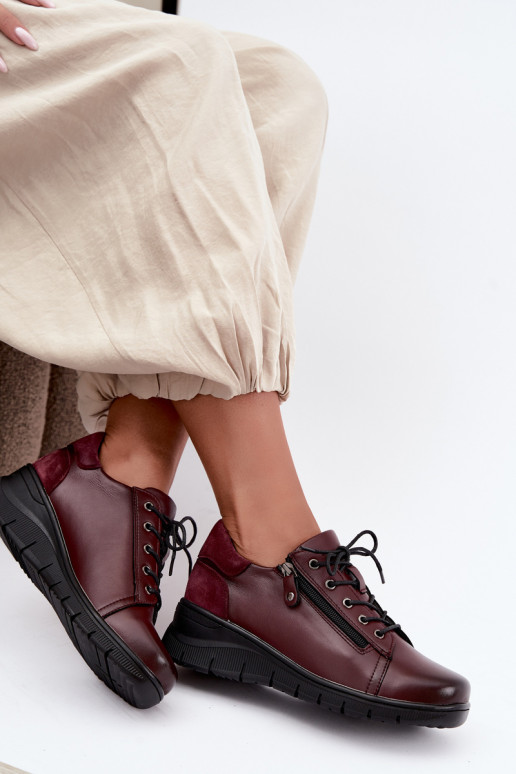 Chaussures femme en cuir avec plateforme Vinceza 39964 couleur bordeaux
