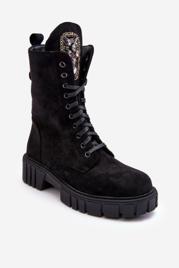 Bottines en faux daim noir avec embellissements Tai turirx