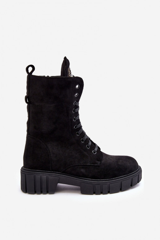 Bottines en faux daim noir avec embellissements Tai turirx