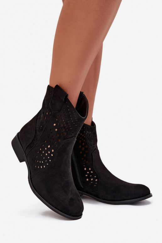 Bottines ajourées noires avec talons larges Amisna