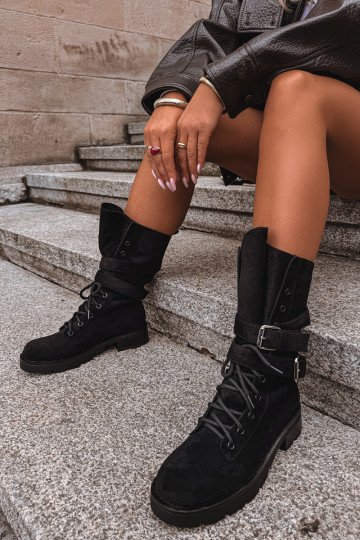 bottes de travail à la cheville doublées en noir Patsy