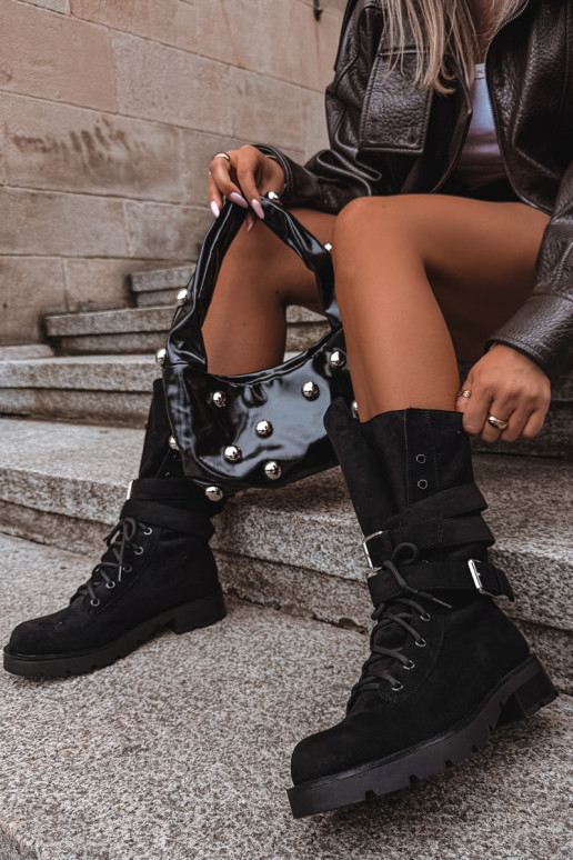 bottes de travail à la cheville doublées en noir Patsy