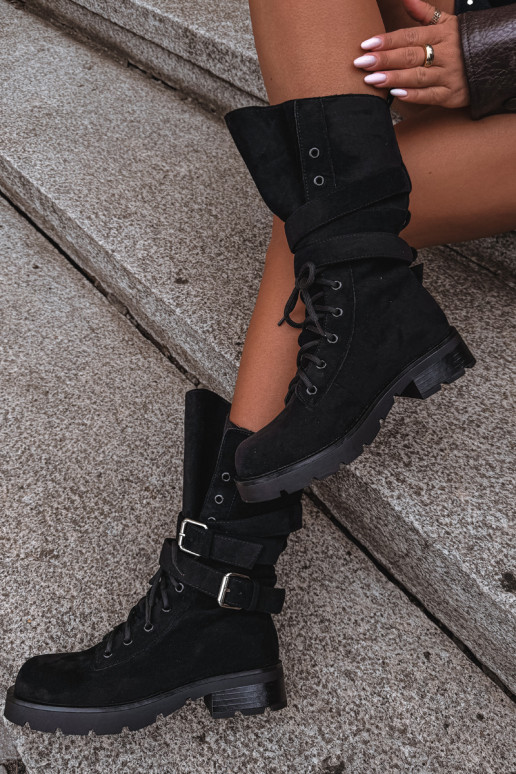 bottes de travail à la cheville doublées en noir Patsy