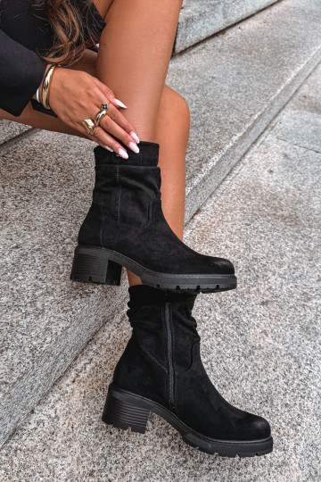 Bottines chaudes pour femmes avec volants, noires