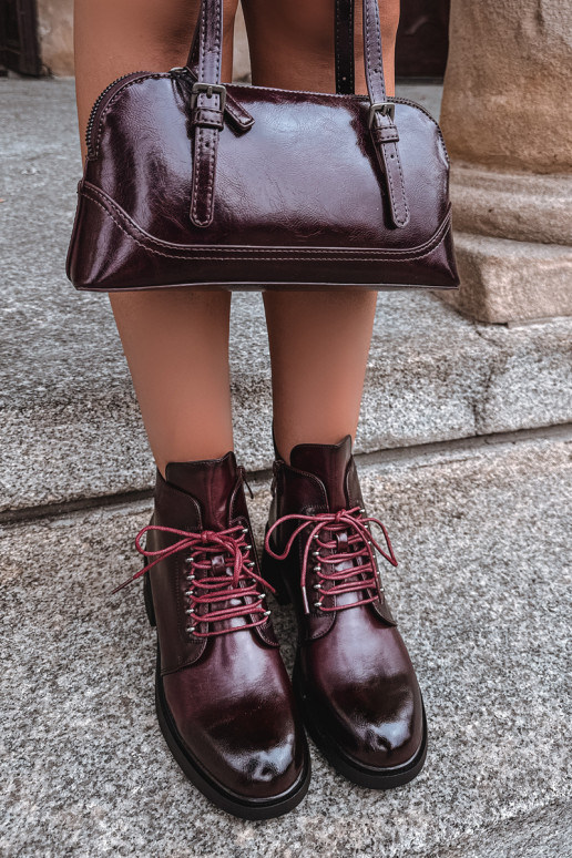 Bottines chaudes, bordeaux