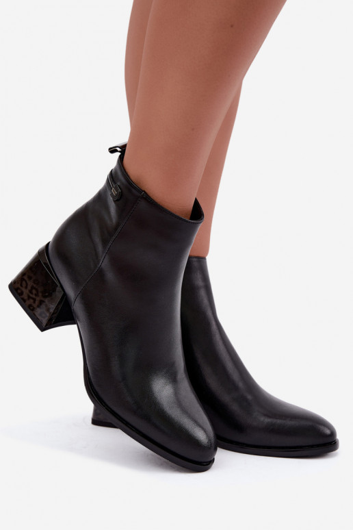 Bottines en cuir Lurelia couleur noire