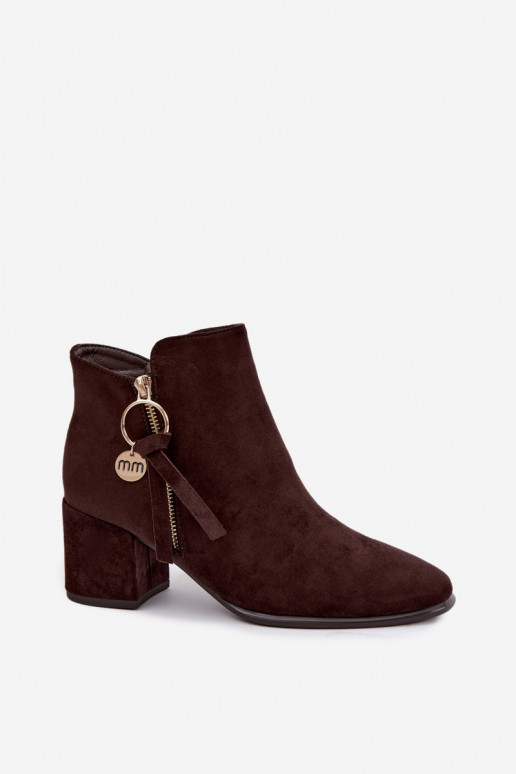 Bottines chaudes pour femmes avec talons, brunes Imara