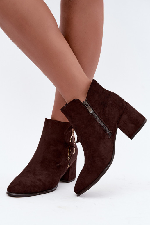 Bottines chaudes pour femmes avec talons, brunes Imara
