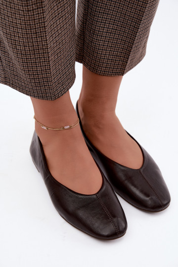 Ballerines chocolat Iralia avec broderie décorative