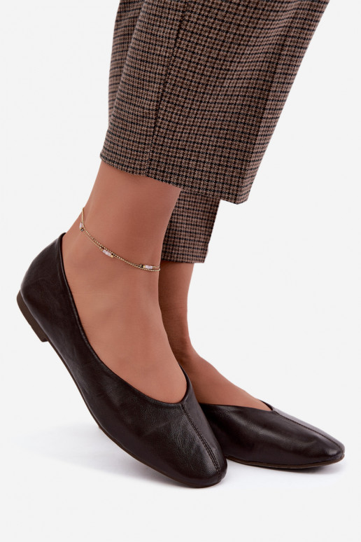 Ballerines chocolat Iralia avec broderie décorative