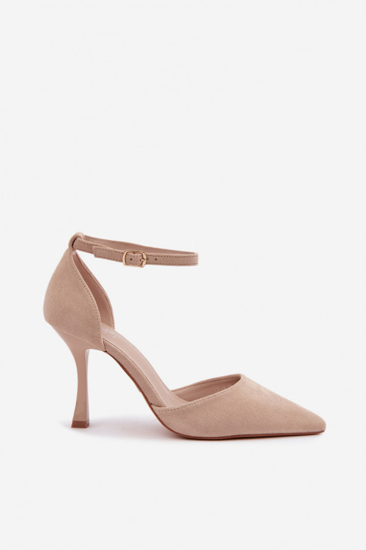 Chaussures en daim synthétique avec des sangles couleur sable Ladessa
