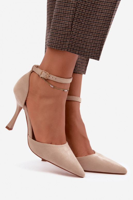 Chaussures en daim synthétique avec des sangles couleur sable Ladessa