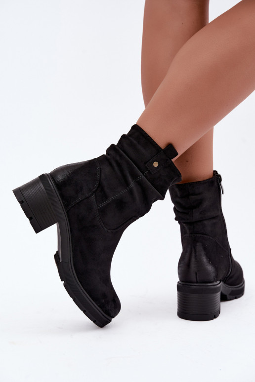 Bottines chaudes pour femmes avec volants, noires