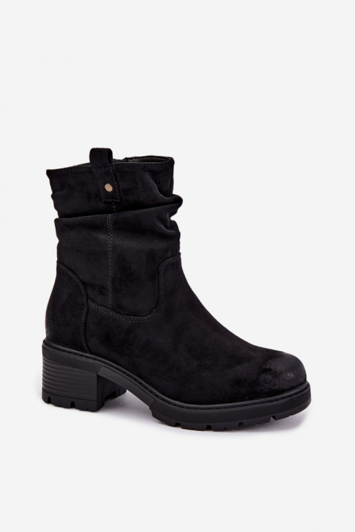 Bottines chaudes pour femmes avec volants, noires