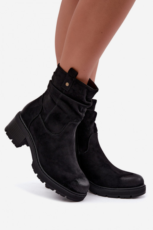 Bottines chaudes pour femmes avec volants, noires