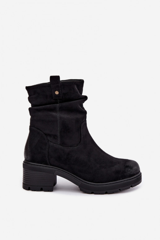 Bottines chaudes pour femmes avec volants, noires