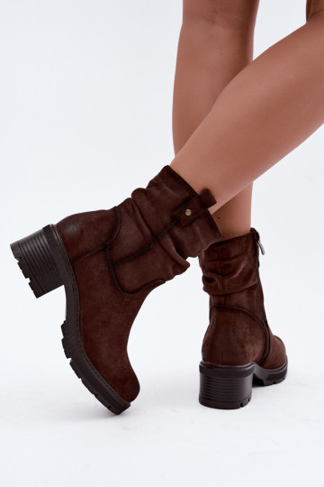 Bottines isolées pour femmes avec volants Klocke S.Barski HY62-8100 en couleur chocolat