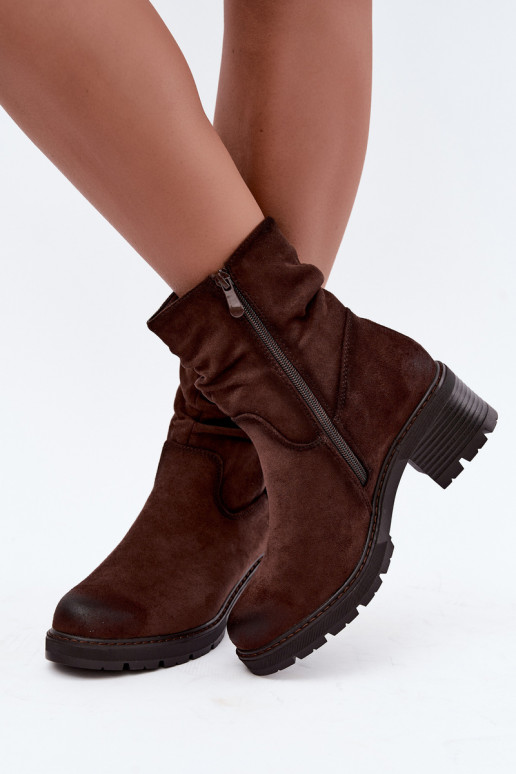 Bottines isolées pour femmes avec volants Klocke S.Barski HY62-8100 en couleur chocolat