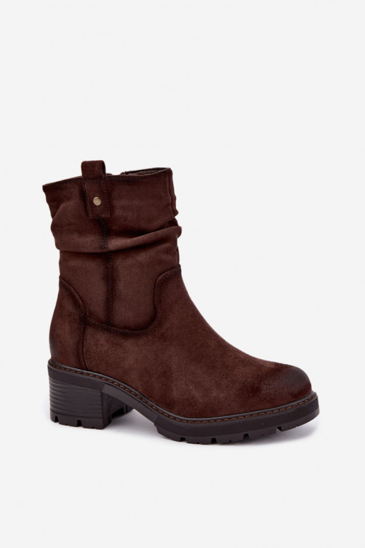 Bottines isolées pour femmes avec volants Klocke S.Barski HY62-8100 en couleur chocolat