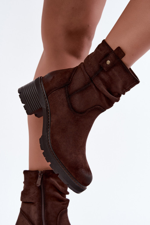 Bottines isolées pour femmes avec volants Klocke S.Barski HY62-8100 en couleur chocolat