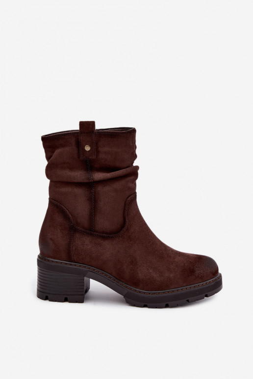 Bottines isolées pour femmes avec volants Klocke S.Barski HY62-8100 en couleur chocolat