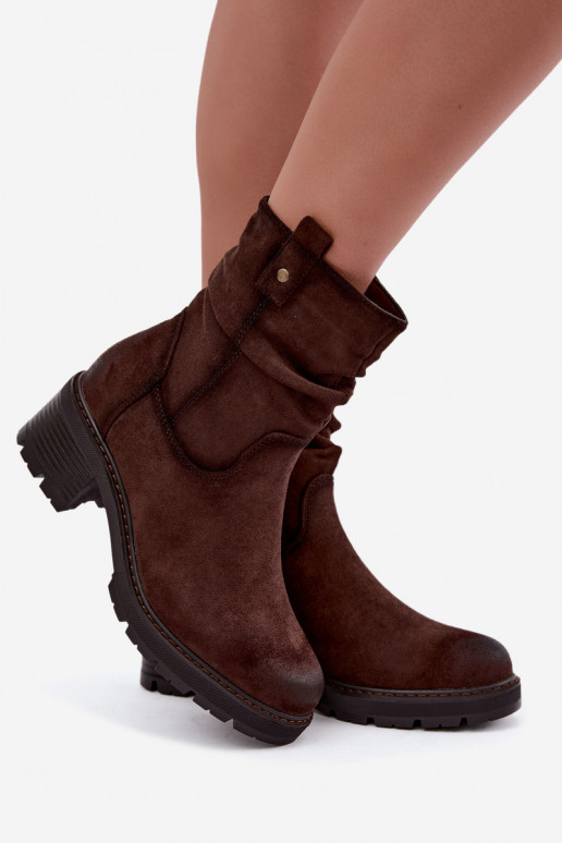 Bottines isolées pour femmes avec volants Klocke S.Barski HY62-8100 en couleur chocolat