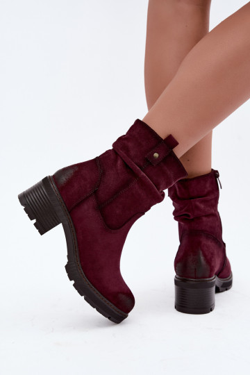 Bottines isolées pour femmes avec volants Klocke S.Barski HY62-8100 en couleur bordeaux 2