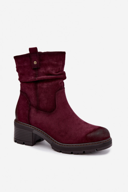 Bottines isolées pour femmes avec volants Klocke S.Barski HY62-8100 en couleur bordeaux