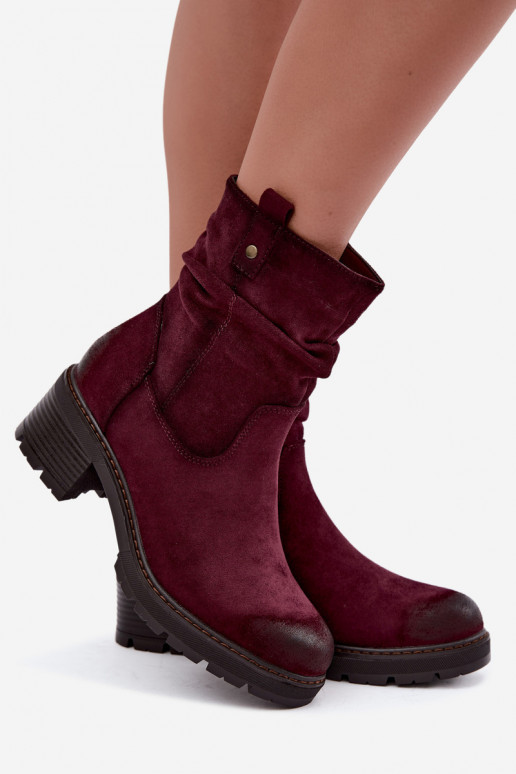 Bottines isolées pour femmes avec volants Klocke S.Barski HY62-8100 en couleur bordeaux