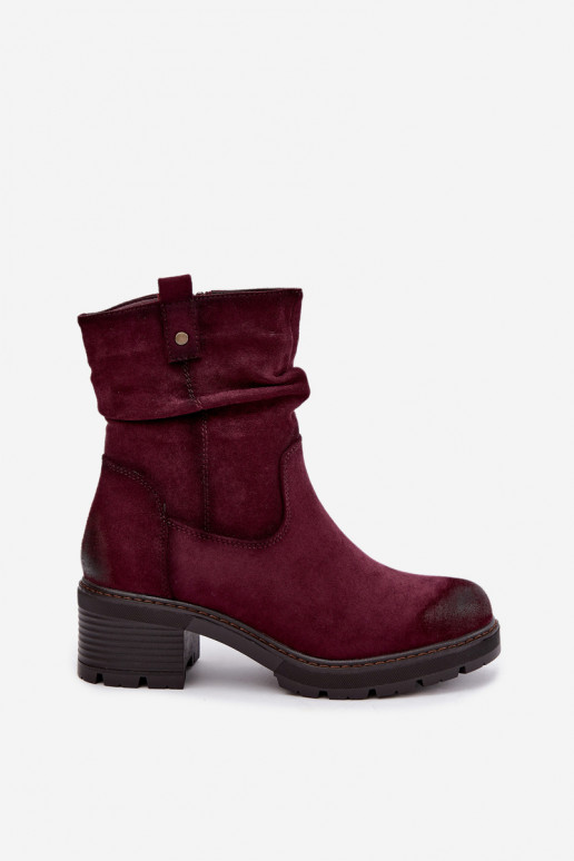 Bottines isolées pour femmes avec volants Klocke S.Barski HY62-8100 en couleur bordeaux