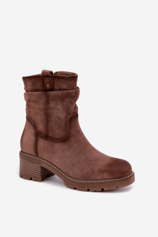 Bottines chaudes pour femmes avec volants, brunes