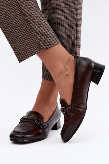 Chaussures en cuir synthétique avec des ornements Vinceza 39978 en couleur chocolat 2