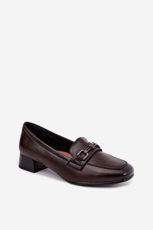 Chaussures en cuir synthétique avec des ornements Vinceza 39978 en couleur chocolat