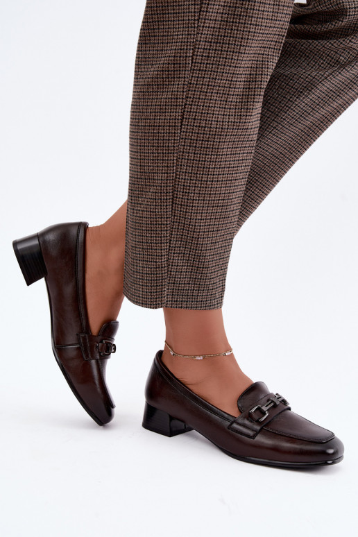 Chaussures en cuir synthétique avec des ornements Vinceza 39978 en couleur chocolat