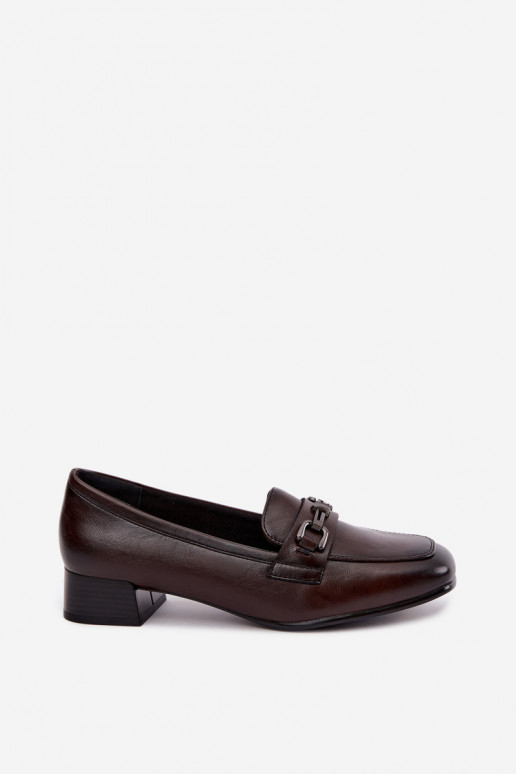 Chaussures en cuir synthétique avec des ornements Vinceza 39978 en couleur chocolat