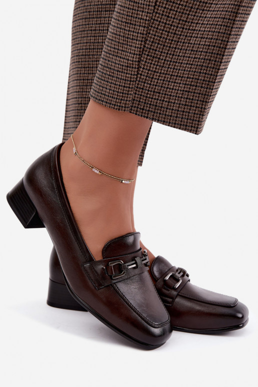 Chaussures en cuir synthétique avec des ornements Vinceza 39978 en couleur chocolat