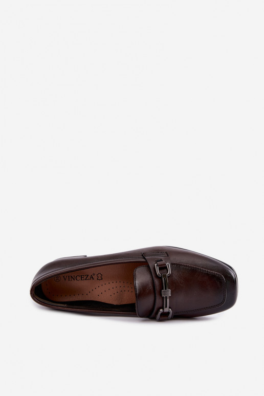 Chaussures en cuir synthétique avec des ornements Vinceza 39978 en couleur chocolat