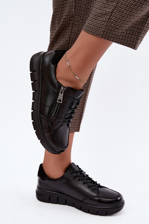 Chaussures en cuir synthétique Vinceza 13130 en couleur noire
