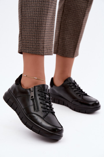 Chaussures en cuir synthétique Vinceza 13130 en couleur noire 2