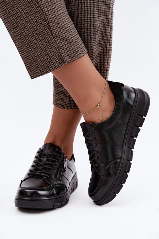 Chaussures en cuir synthétique Vinceza 13130 en couleur noire
