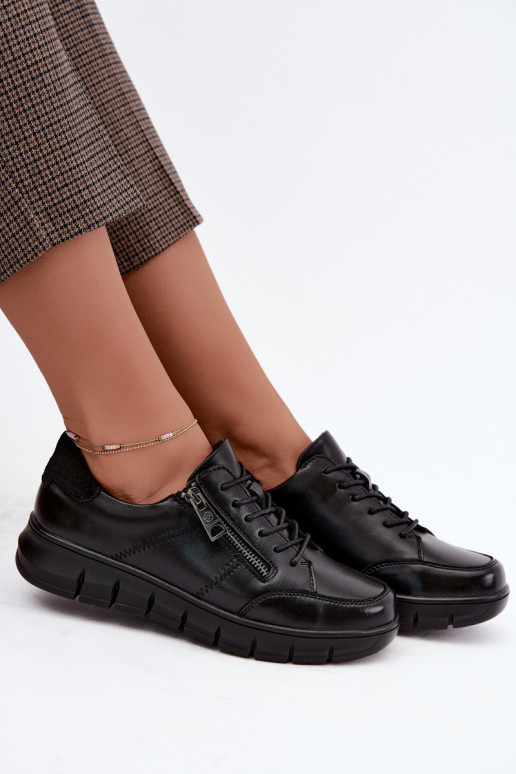 Chaussures en cuir synthétique Vinceza 13130 en couleur noire