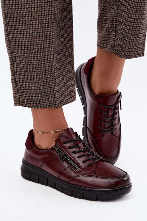 Chaussures en cuir synthétique Vinceza 13130 en couleur bordeaux