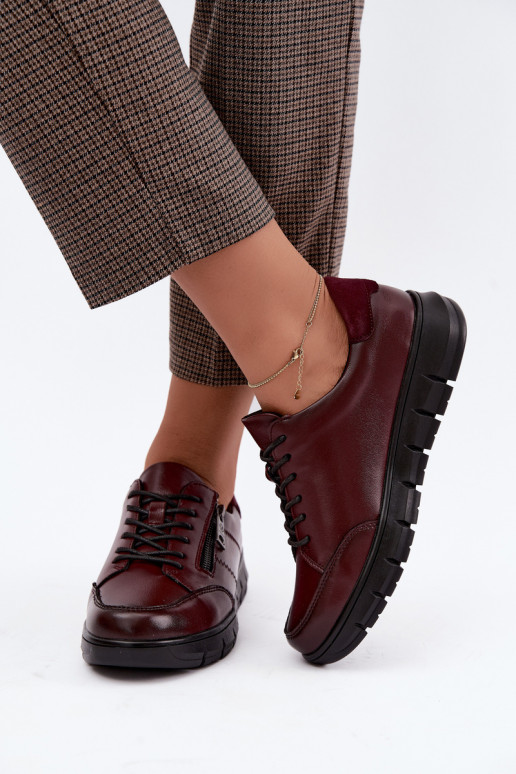 Chaussures en cuir synthétique Vinceza 13130 en couleur bordeaux