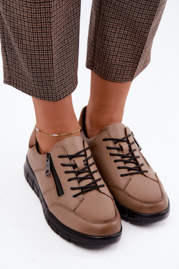 Chaussures en cuir synthétique Vinceza 13130 en couleur sable