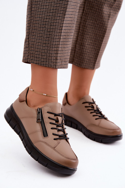 Chaussures en cuir synthétique Vinceza 13130 en couleur sable