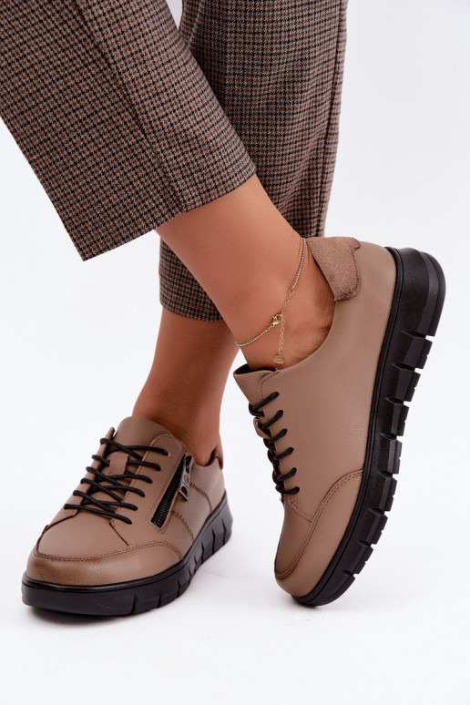 Chaussures en cuir synthétique Vinceza 13130 en couleur sable