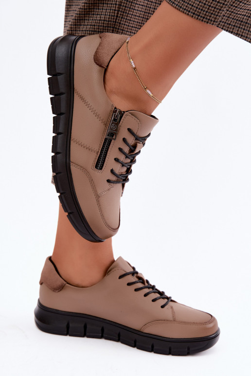 Chaussures en cuir synthétique Vinceza 13130 en couleur sable
