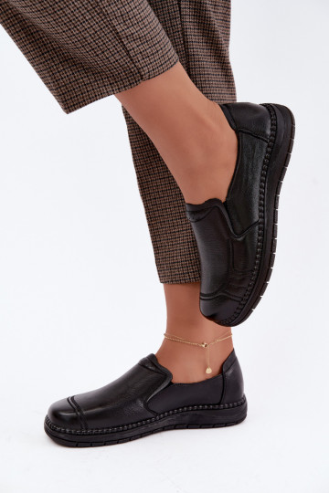 Chaussures à enfiler en cuir synthétique Vinceza 107241 en couleur noire