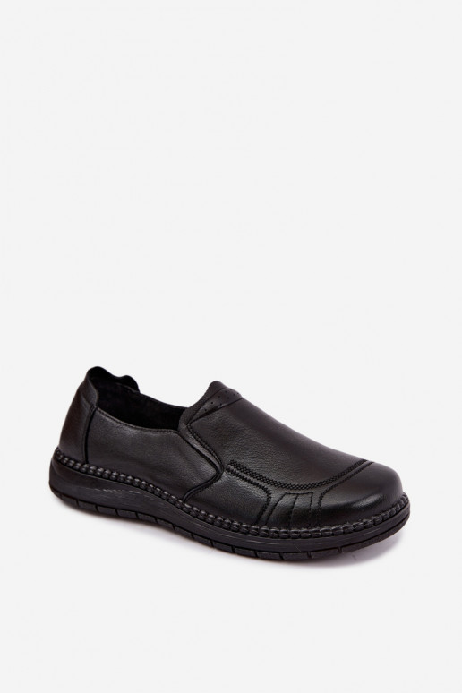 Chaussures à enfiler en cuir synthétique Vinceza 107241 en couleur noire