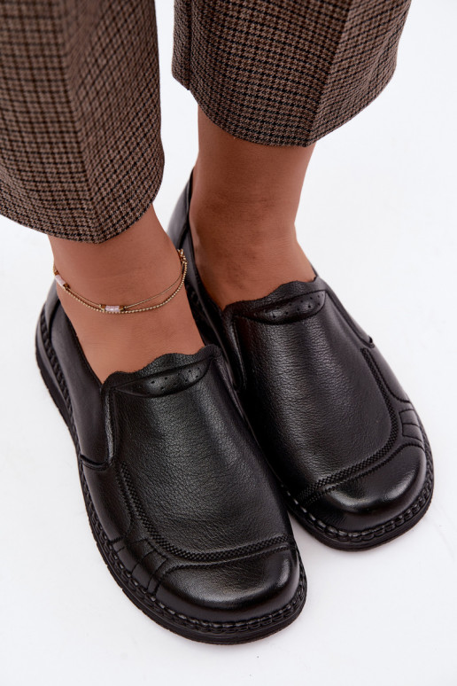 Chaussures à enfiler en cuir synthétique Vinceza 107241 en couleur noire